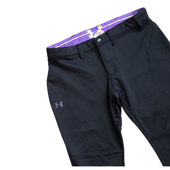 UNDER ARMOUR Womens Size Medium Black Baseball Softball Training Cropped Pants - Picture 5 of 8